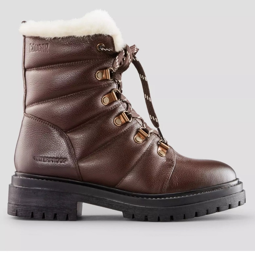 Cougar Vantage Dark Brown Leather Fur-Lined Waterproof Winter Boots Size U.S. 9